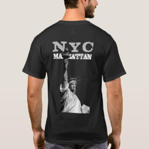 New York Nyc Manhattan Liberty Statue Back Design T Shirt