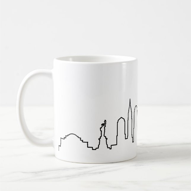 NEW YORK NYC Manhatten USA City Skyline Silhouette Kaffemugg (Vänster)
