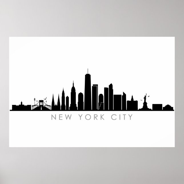 NEW YORK NYC Manhatten USA City Skyline Silhouette Poster (Framsidan)