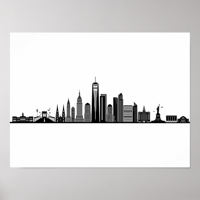 NEW YORK NYC Manhatten USA City Skyline Silhouette Poster (Framsidan)