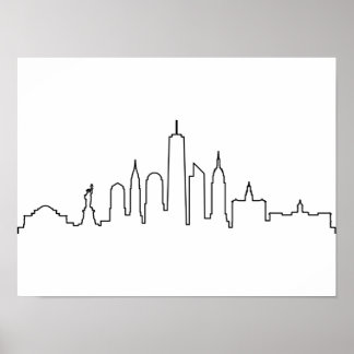 NEW YORK NYC Manhatten USA City Skyline Silhouette Poster