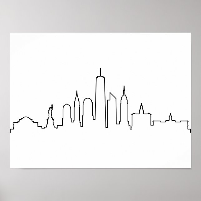 NEW YORK NYC Manhatten USA City Skyline Silhouette Poster (Framsidan)