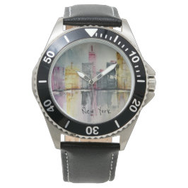 New York NYC Skyline Cityscape-originalteckning Armbandsur