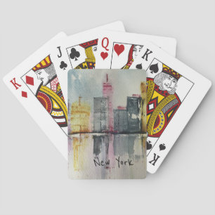 New York NYC Skyline Cityscape-originalteckning Casinokort