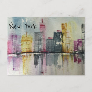 New York NYC Skyline Cityscape-originalteckning Vykort