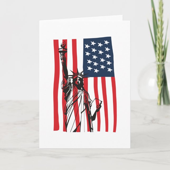 New York NYC Statue of Liberty USA America Flag Kort (Framsida)