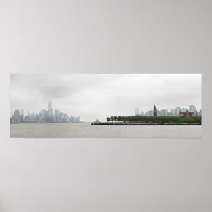 New York och New jersey Skyline i Fog Poster