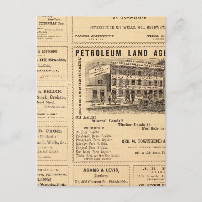 New York och Pennsylvania Oil Advertisations Vykort (Framsida)