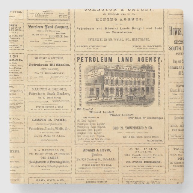 New York och Pennsylvania olje- annonseringar Stenunderlägg (Framsidan)