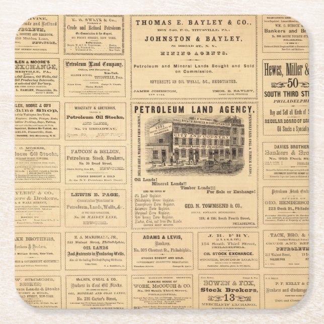 New York och Pennsylvania olje- annonseringar Underlägg Papper Kvadrat (Framsidan)