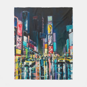 "New York"-oljemålningen, nattbesök av New York. Fleecefilt