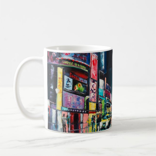 "New York"-oljemålningen, nattbesök av New York. Kaffemugg (Vänster)