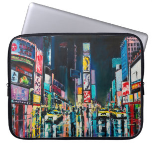 "New York"-oljemålningen, nattbesök av New York. Laptop Fodral