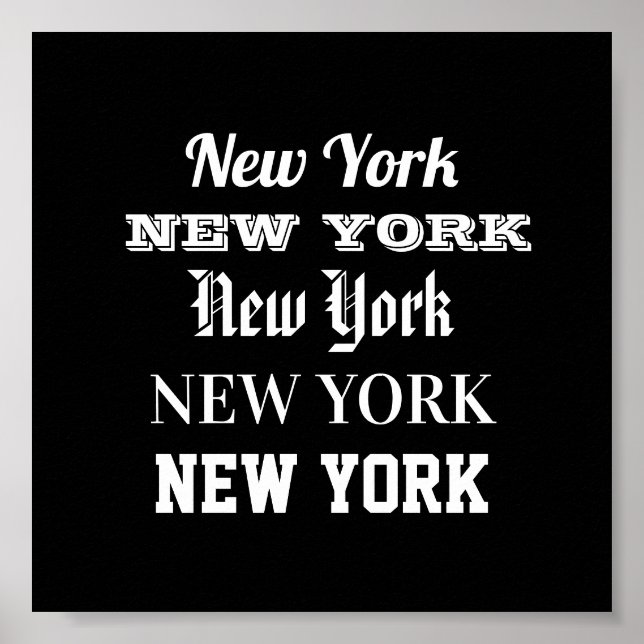New York ord art-typografi poster modern (Framsidan)