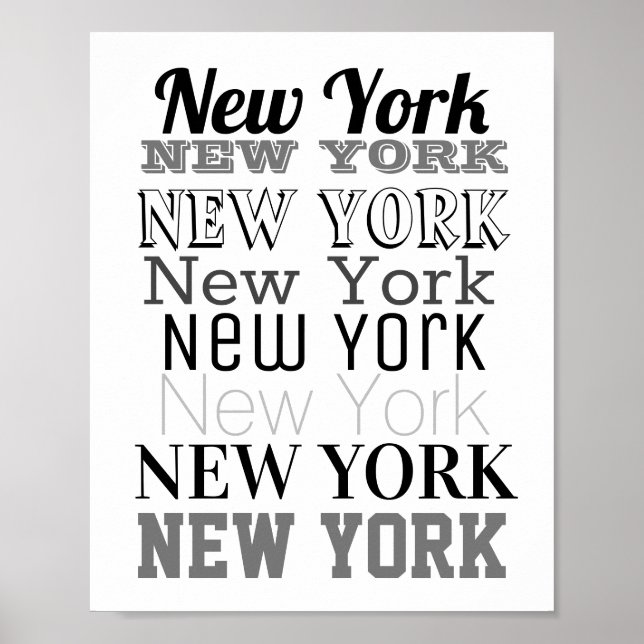 New York ord art-typografi poster modern (Framsidan)