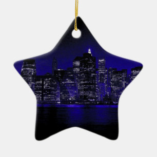New York på natten Julgransprydnad Keramik