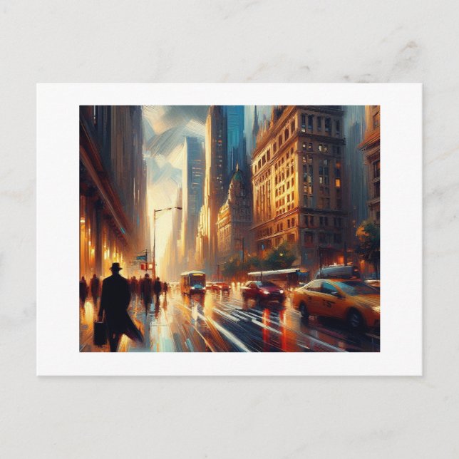 New York på natten. Vykort (Framsida)