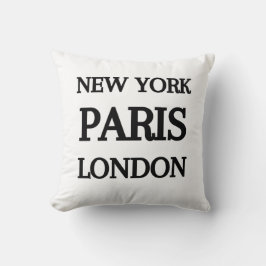 New York, Paris, London-typografi Kudde