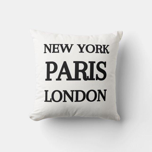 New York, Paris, London-typografi Kudde (Framsida)