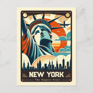 New York Patriotisk Vintage Vykort