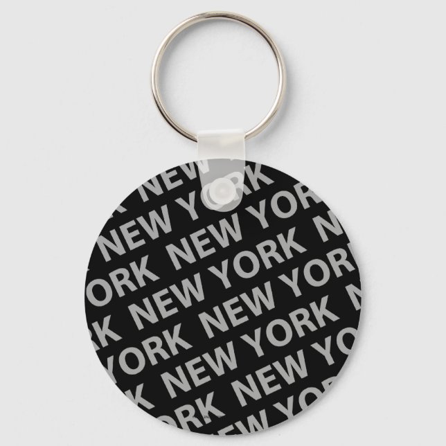 New York Pattern Grått Nyckelring (Framsida)