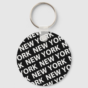 New York Pattern Vitt Nyckelring