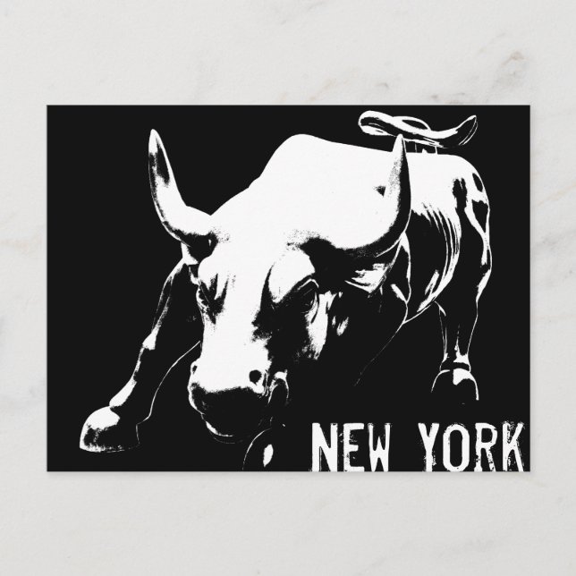 New York Postcard Bull Statue NYC Souvenir Card Vykort (Framsida)