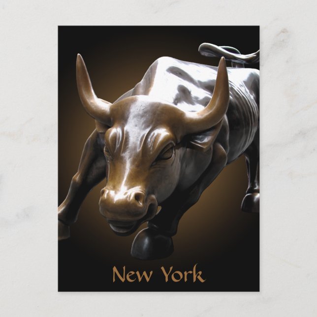 New York Postcard Bull Statue NYC Souvenir Card Vykort (Framsida)