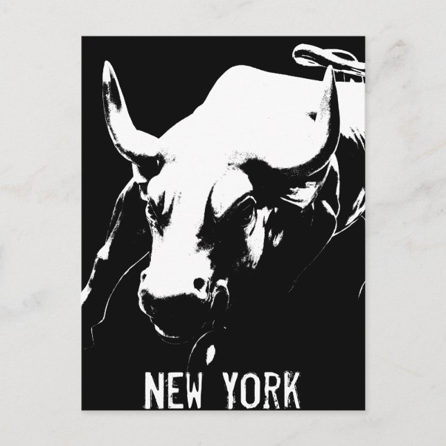New York Postcard Bull Statue NYC Souvenir Card Vykort (Framsida)