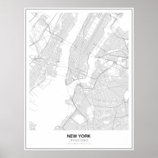 New York-Poster av minimalistisk Karta Poster