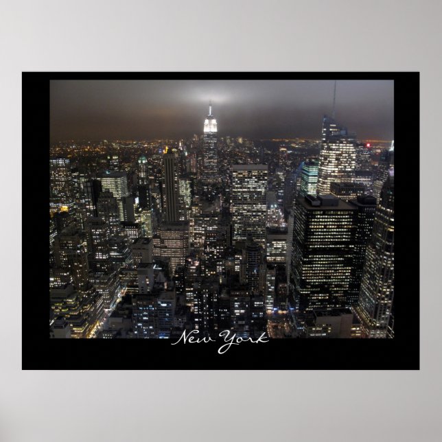 New York Poster Cityscape New York Nattutskrift (Framsidan)