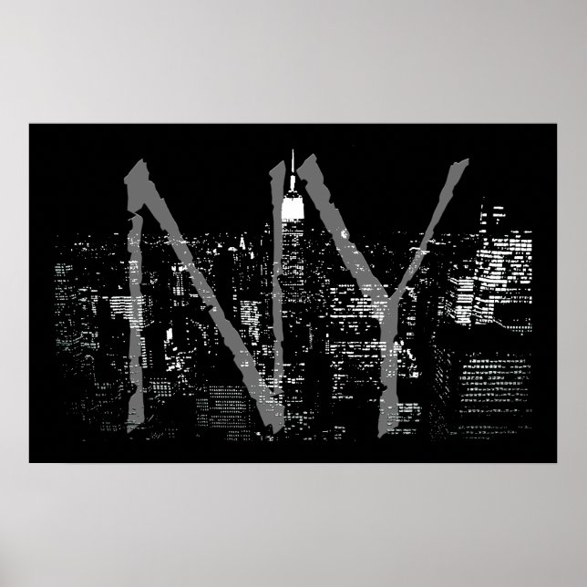 New York Poster Cityscape New York Nattutskrift (Framsidan)