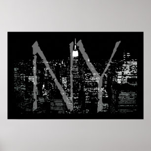 New York Poster Cityscape New York Nattutskrift