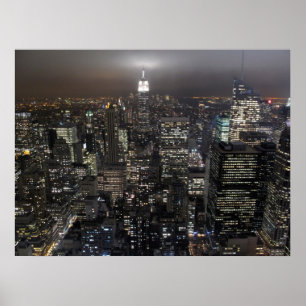 New York Poster Cityscape New York Nattutskrift