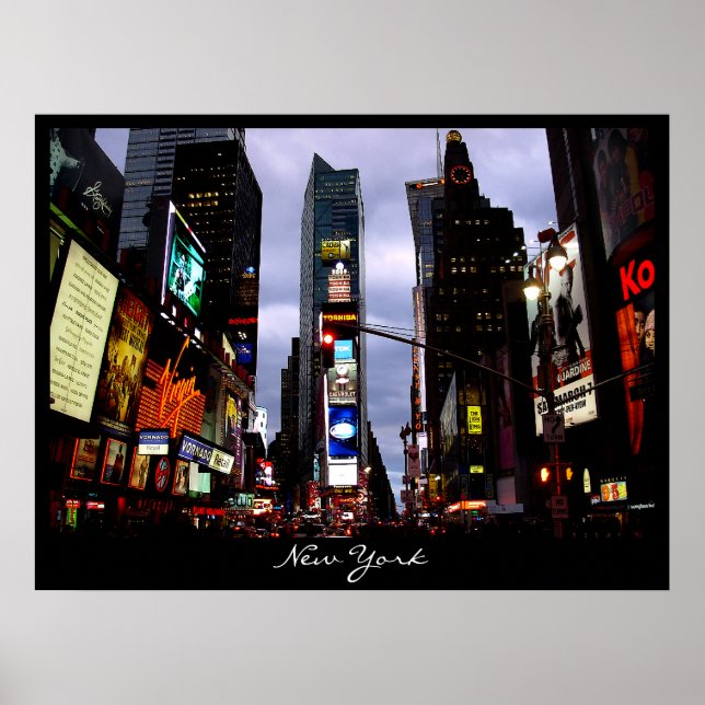New York Poster Cityscape Times Square nattutskrif (Framsidan)
