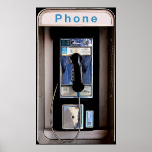 New York Public Payphone, Retro Telefonkiosk Poster