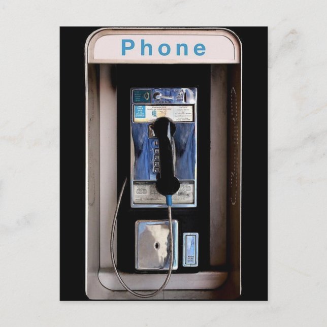 New York Public Payphone, Retro Telefonkiosk Vykort (Framsida)