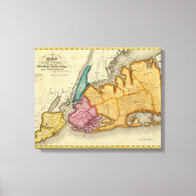 New York, Queens, Kung, Richmond County Canvastryck (Framsida)