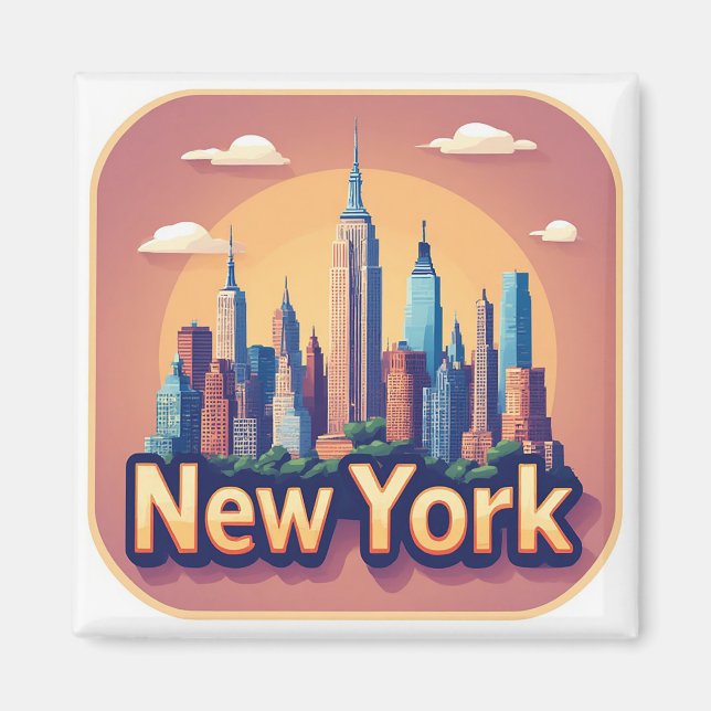 🗽 New York-resa Minne Souvenir Magnet (Framsidan)