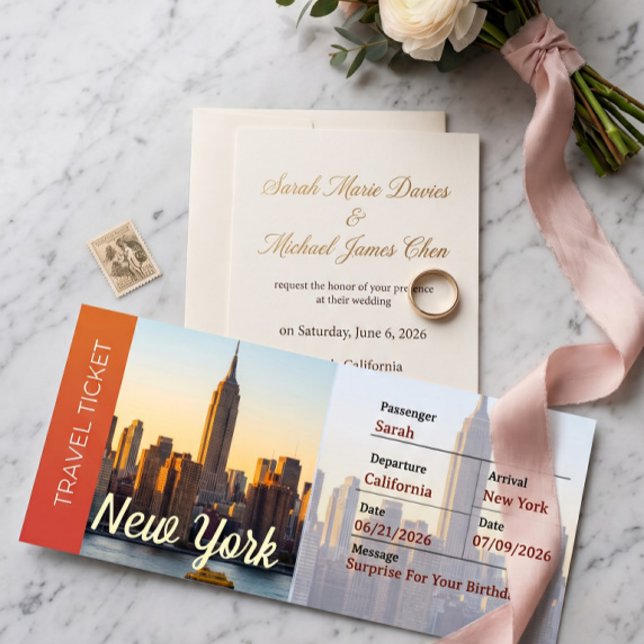 New York-resa Överraskning Boarding Pass Inbjudningar (Skapare uppladdad)