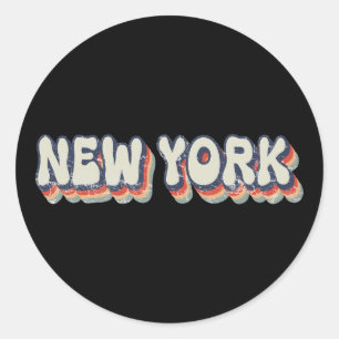 New York Retro 80s Chrome City  Runt Klistermärke