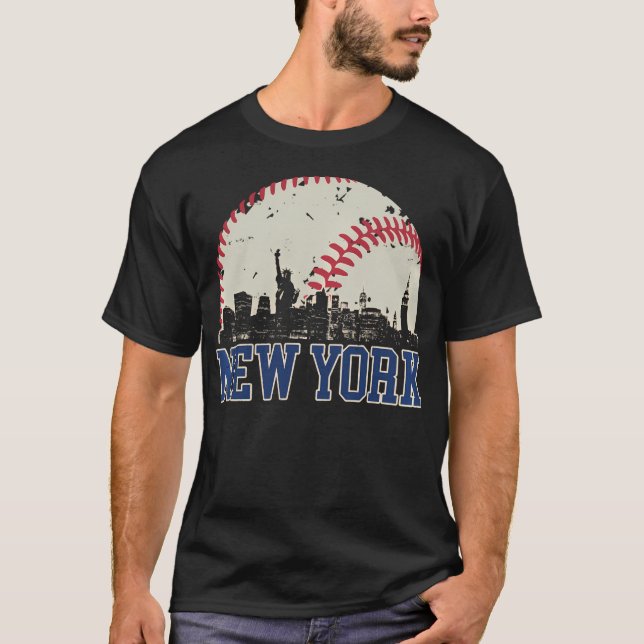 New York Retro Baseball Älskare möts på speldagen T Shirt (Framsida)