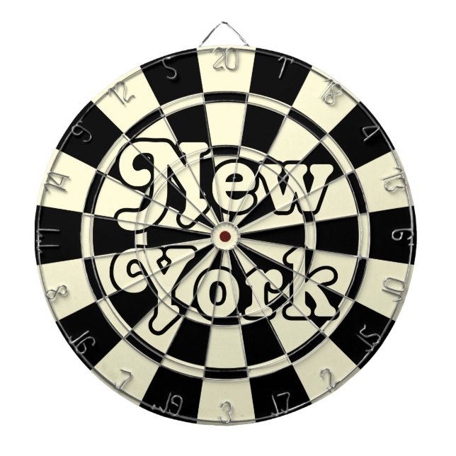 NEW YORK Retro Modern Black and Light Cream Darttavla (Framsidan)