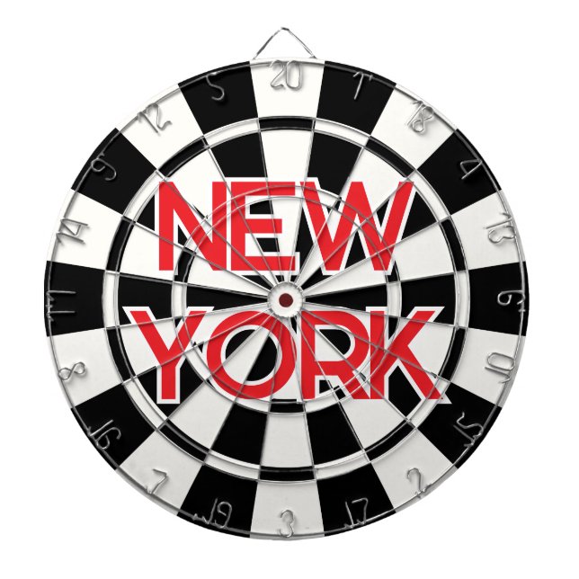 NEW YORK Retro Modern Red text on Black and White Darttavla (Framsidan)