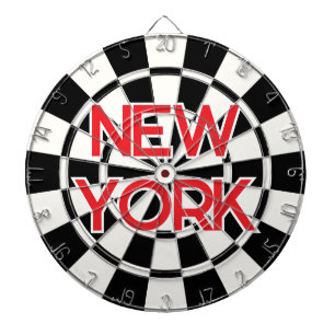 NEW YORK Retro Modern Röd text på Svart och Vit Darttavla