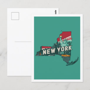 New York Retro Travel Design Iconic US Stater Vykort