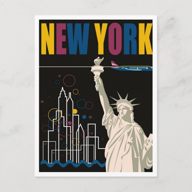 New York, Retro Travel Vykort (Framsida)