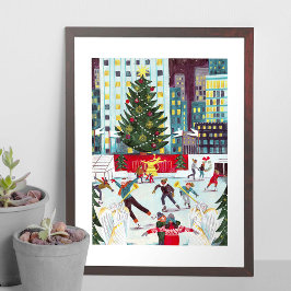 New York Rockefeller center julskridskoåkning Poster