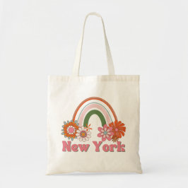 New York Rosa Retro Stil Tote Bag Tygkasse