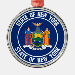 New York Round Emblem Julgransprydnad Metall